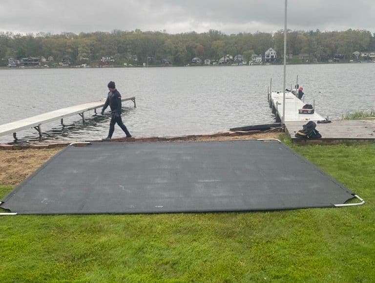Boatlift creates a firm lake bottom over muck to hold up boat lifts